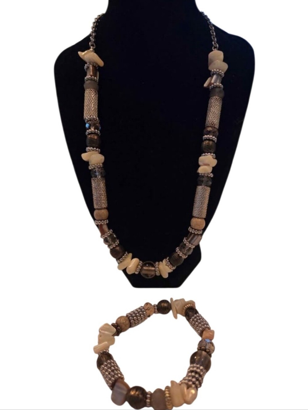 Marks & Spencer Matching Boho Beaded Chunky Necklace & Bracelet Set